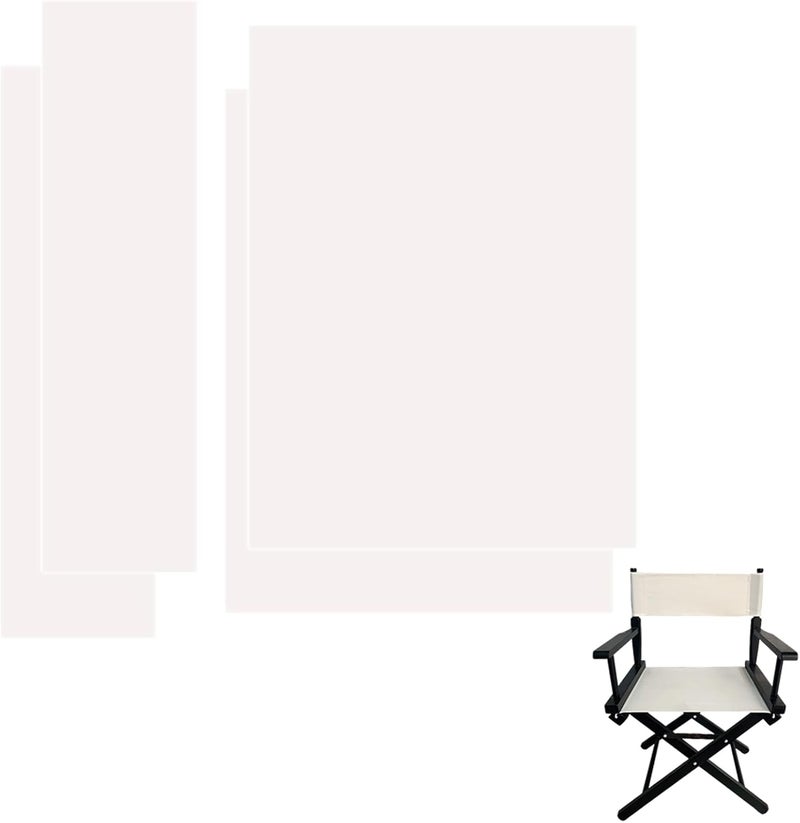 TBACW 2 Set (4pcs) 18''L X 15''W Directors Chair Canvas Replacement Covers Kit for Directors Chairs,Movie Chair Canvas Seat and Back Oxford Cloth Cover for Home-No Wooden Frame(White) - Image 1